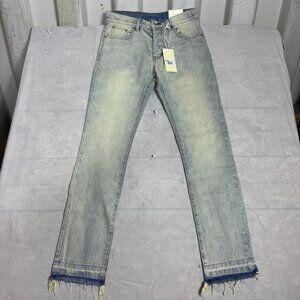 Mnml D212 Straight Leg Jeans Mens Light Blue Denim Frayed Hem Outdoor‎ 31 NWT
